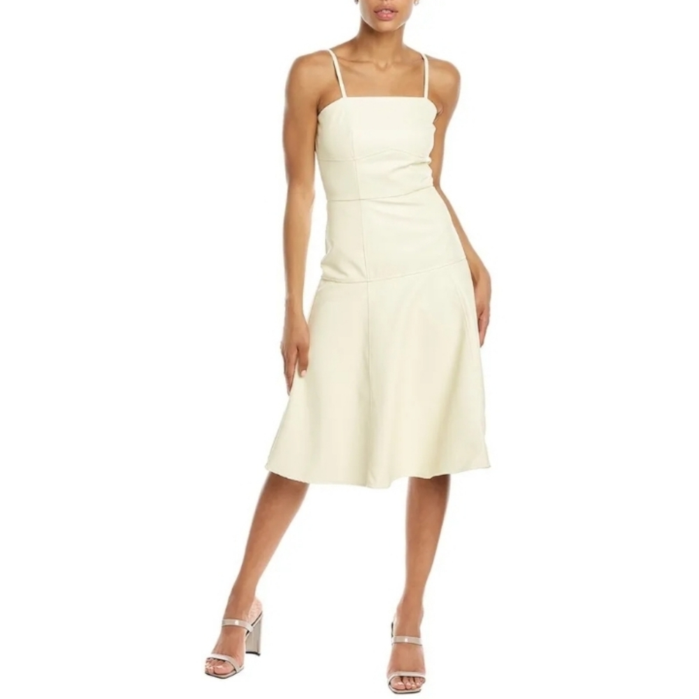 Honey & Beau Womens Cream Size 2 Spirit Child Strap Vegan Leather Dress NWT